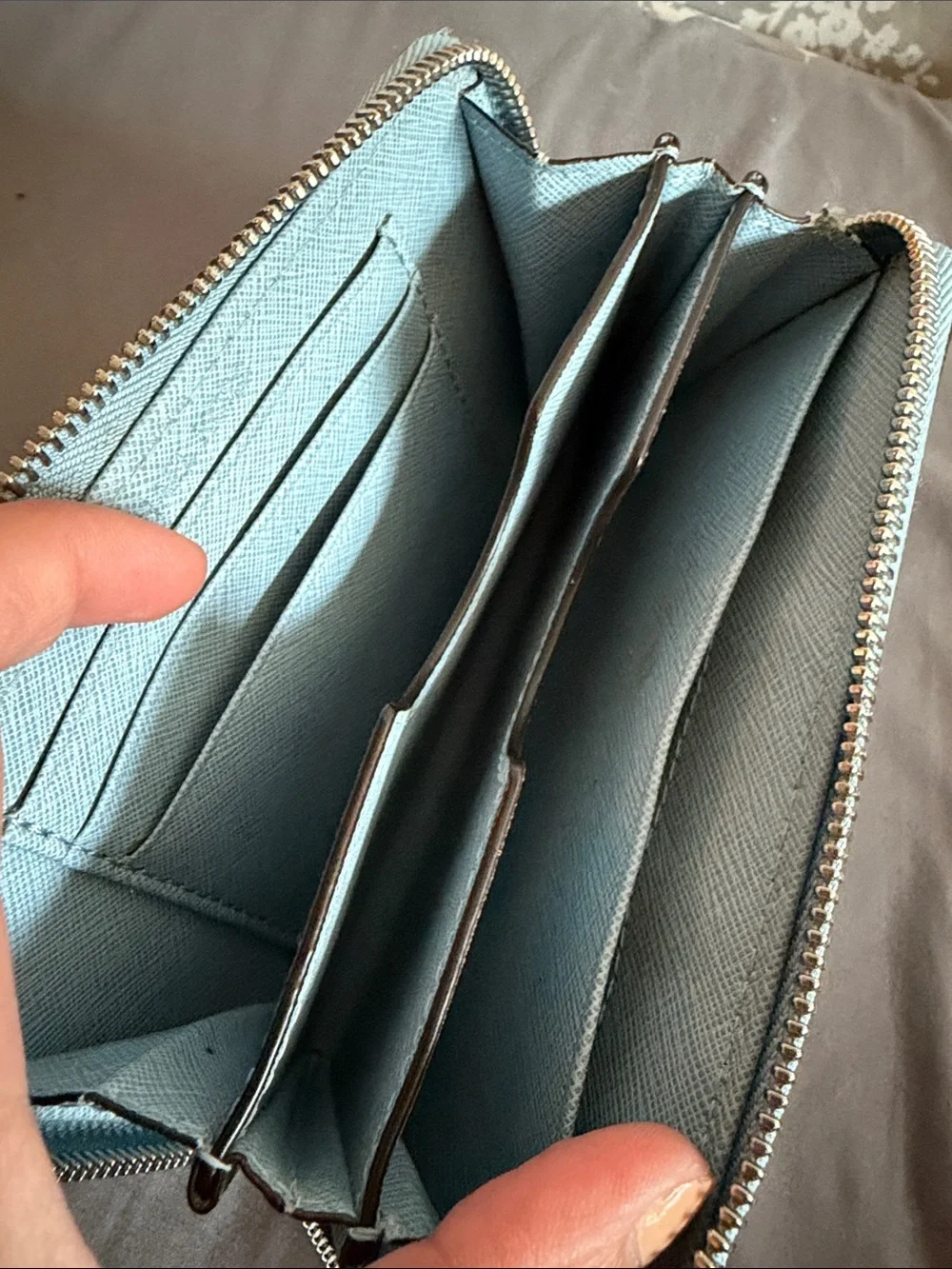 Michael Kors Light Blue Studded Zip Wristlet